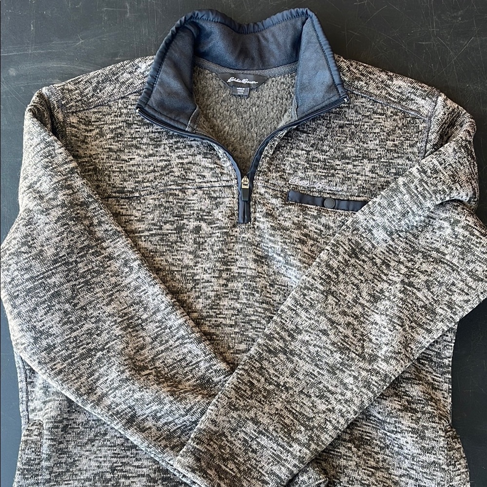 Eddie Bauer Gray Zip Up Sweater with Heathered Texture